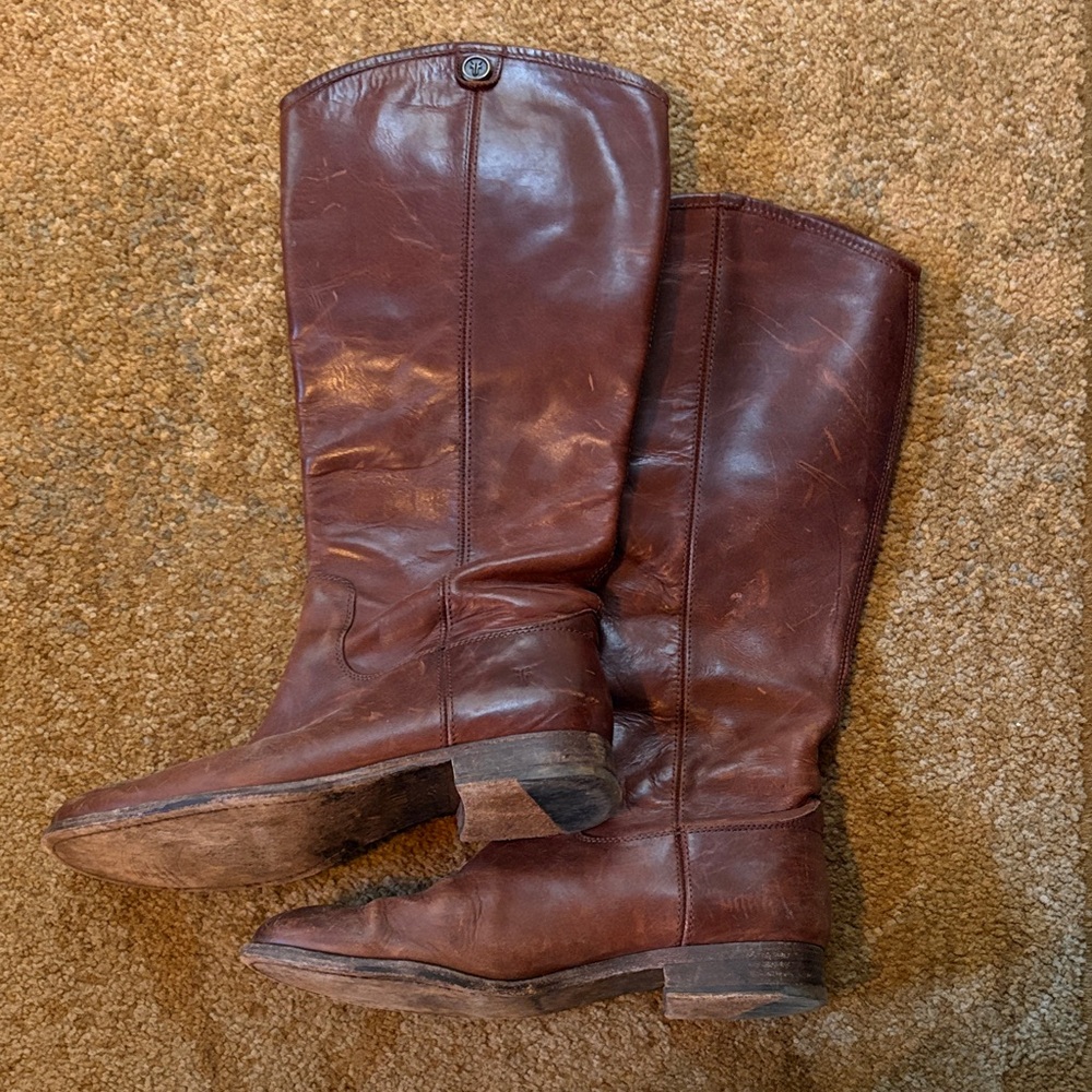 Frye Brown Leather Knee-High Riding Boots